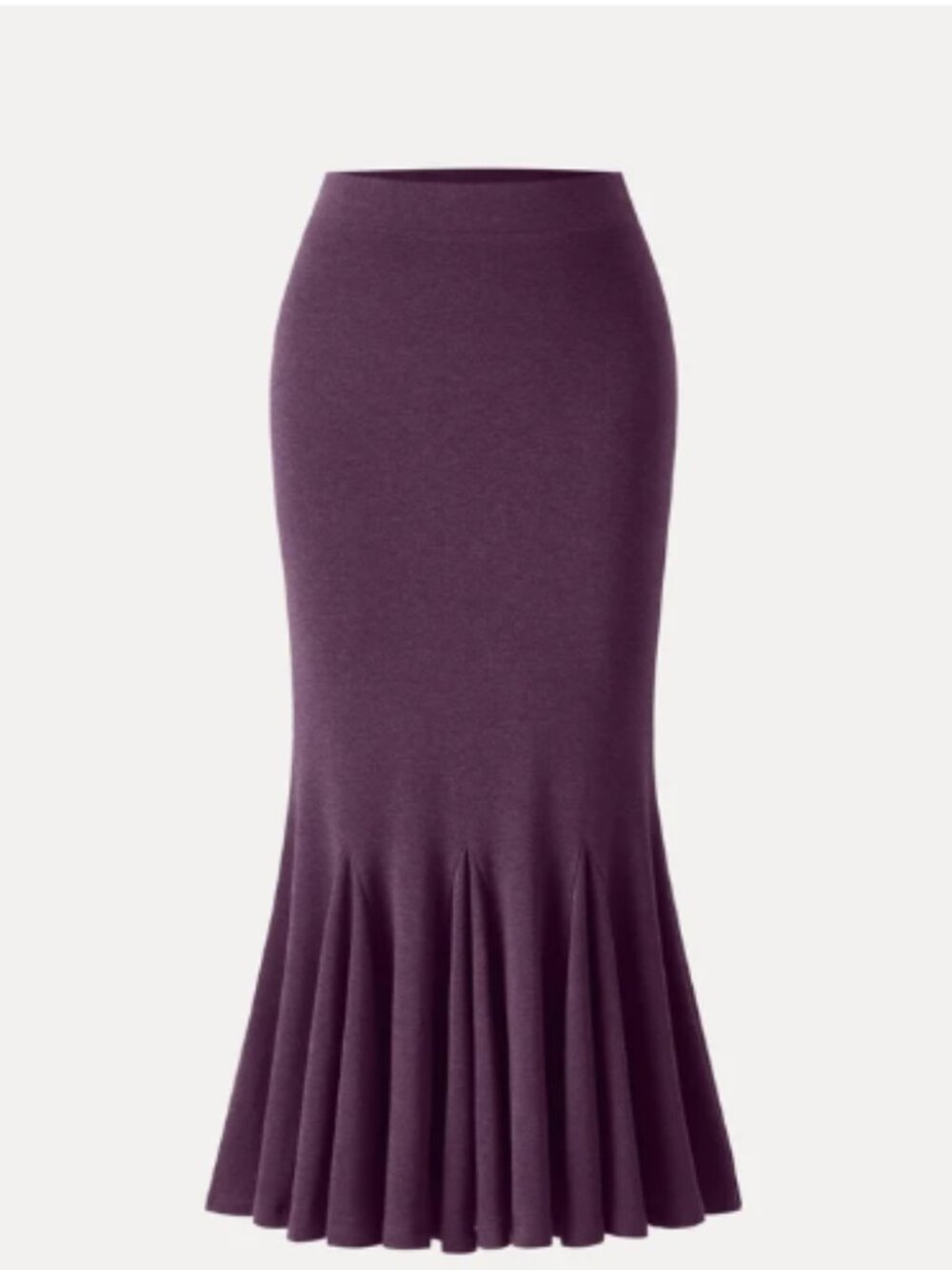 Brushed Inside Mermaid Flare Pull-On Midi Skirt - Deep Fig / 2XL